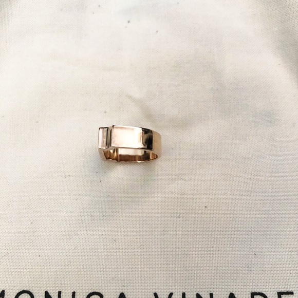 Monica Vinader RP Signature Wide Diamond 18ct Rose Gold Plated Vermeil Ring 4.25 - Picture 4 of 10